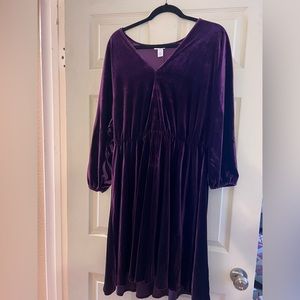 Purple velour peasant dress